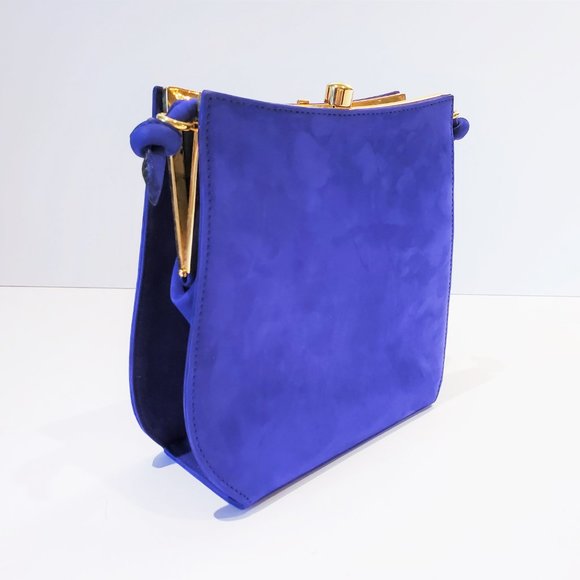 Vintage Indigo Suede Escada Shoulder Purse - Picture 1 of 10